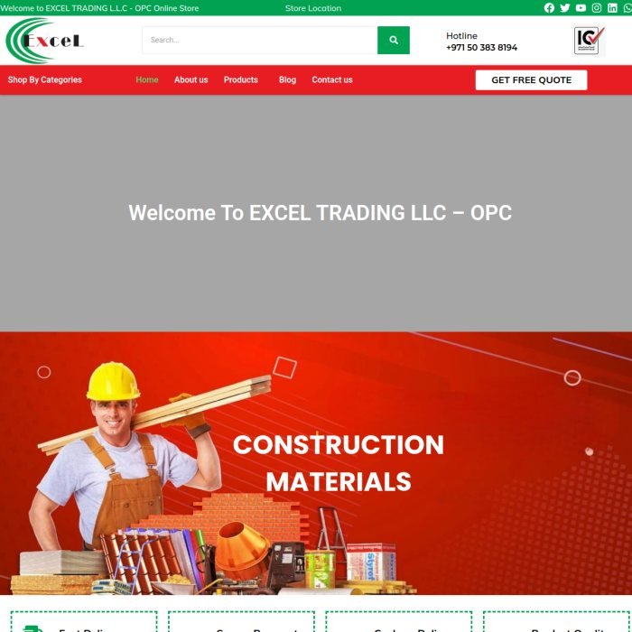 Screenshot of the Excel Trading L.L.C website